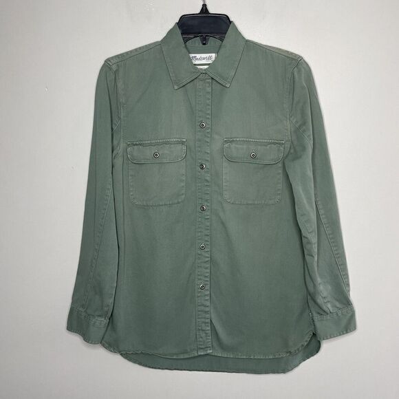 MADEWELL Womens Tomboy Work Shirt Sz S EUC Green Button-Up 100% Cotton 47515 - Picture 4 of 13